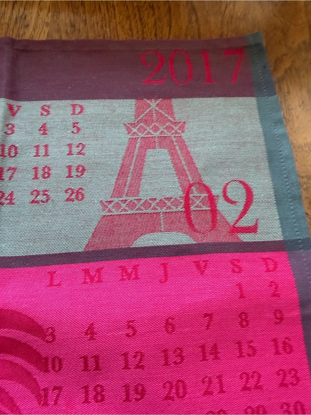 French Kitchen cotton towel Jacquard Francais with 2017 calendar/french images